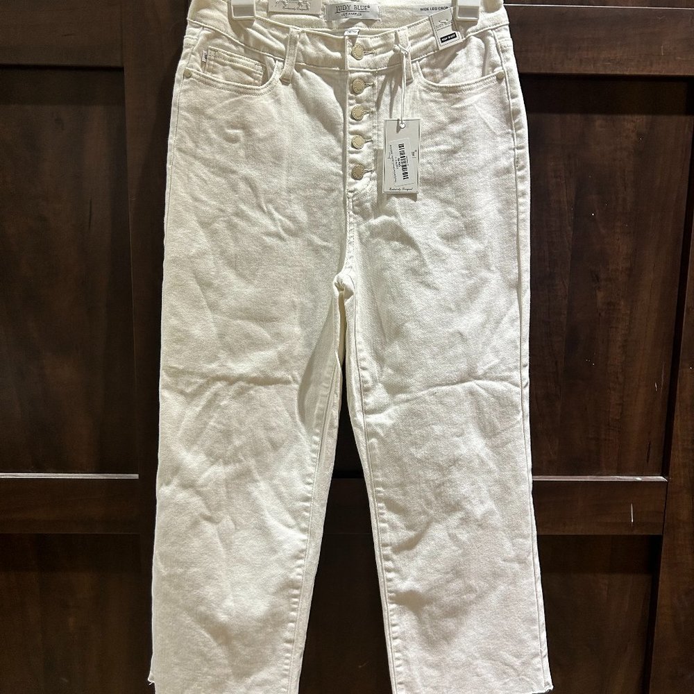 NWT Judy Blue White Wide Leg Crop Jeans Size 9/29